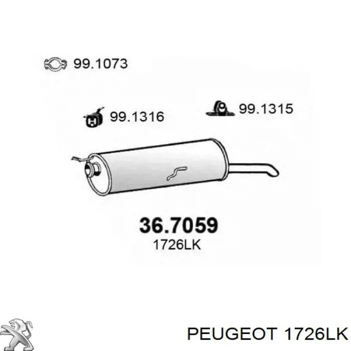 Comprar 1726LK Peugeot/Citroen Silenciador trasero