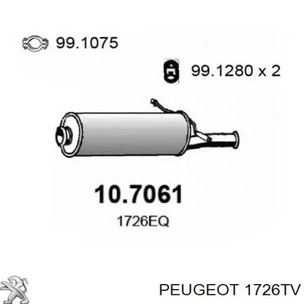 Silenciador trasero Peugeot/Citroen 1726TV precio, desde 77,39 EUR