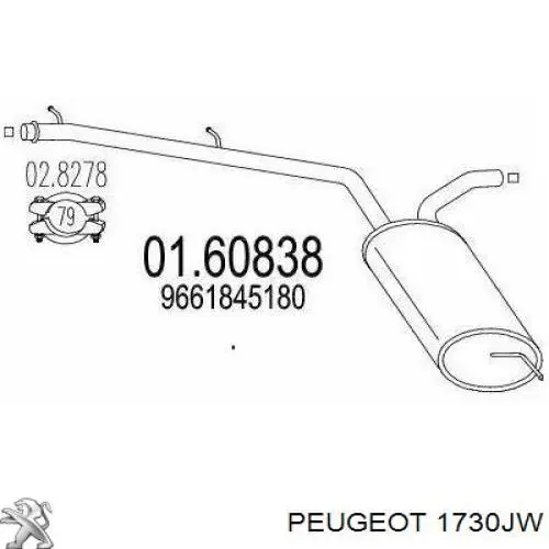 Silenciador trasero Peugeot/Citroen 1730JW precio, desde 415,54 EUR