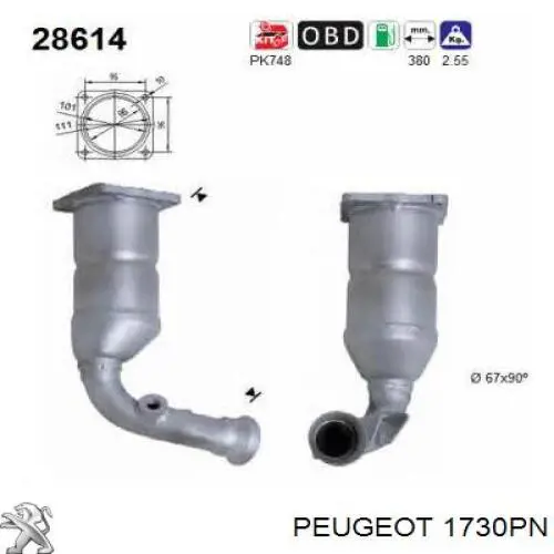Catalizador Peugeot/Citroen 00001730PN precio, desde 388,44 EUR