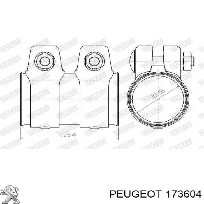 Comprar 173604 Peugeot/Citroen Abrazadera de tubo de escape trasera