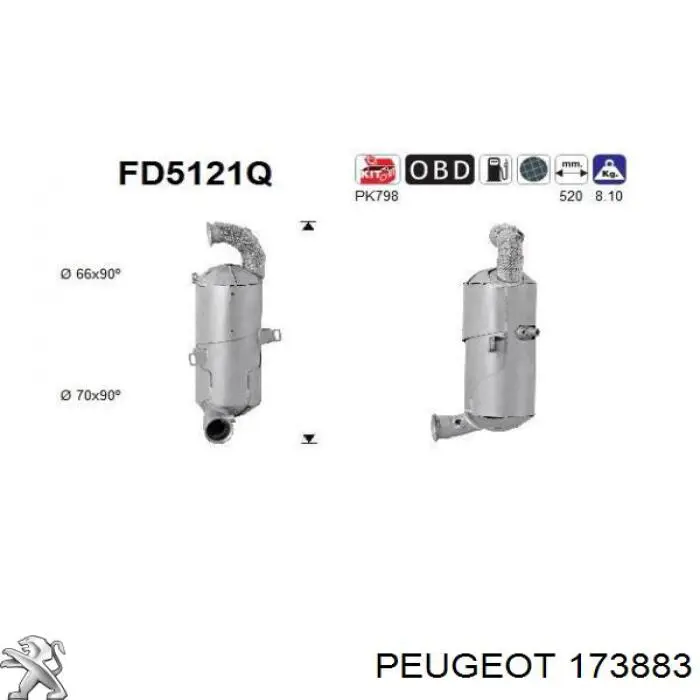 Filtro hollín Peugeot/Citroen 173883 precio, desde 257,36 EUR