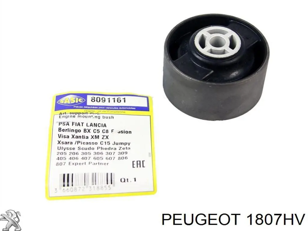 1807HV Peugeot/Citroen soporte, motor, trasero, silentblock