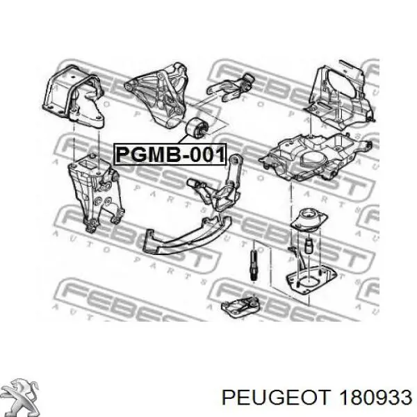 Soporte trasero de motor con silentblock 180933 Peugeot/Citroen