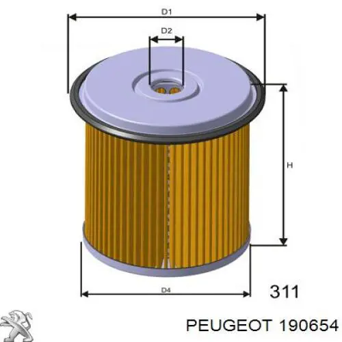 Comprar 190654 Peugeot/Citroen Filtro diesel