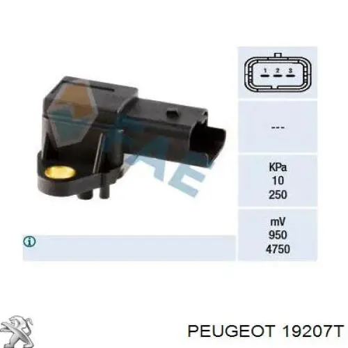 Comprar 19207T Peugeot/Citroen Sensor de presión del colector de admisión