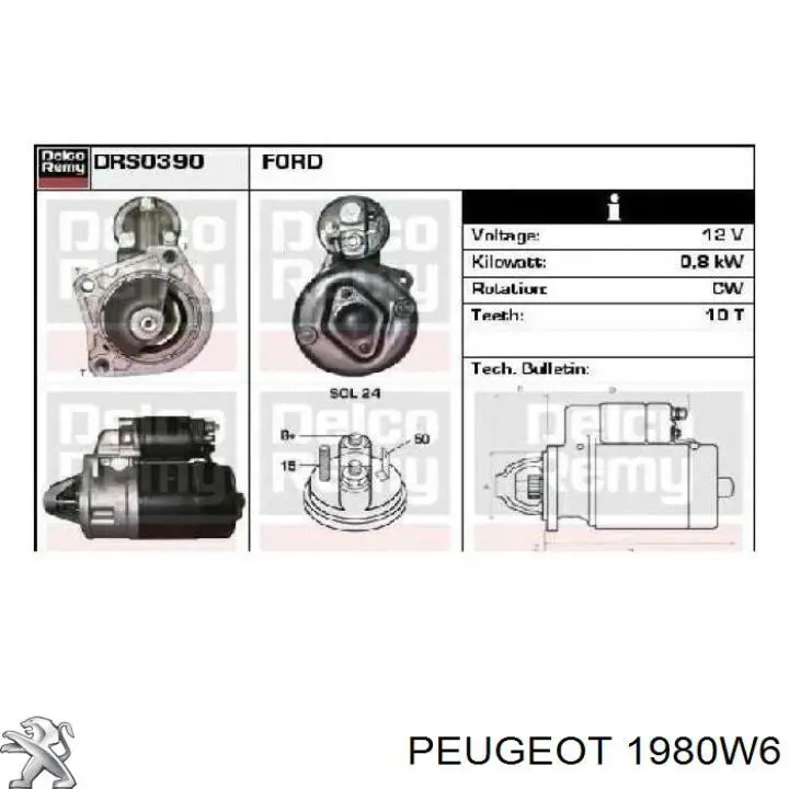 1980W6 Peugeot/Citroen inyector de combustible