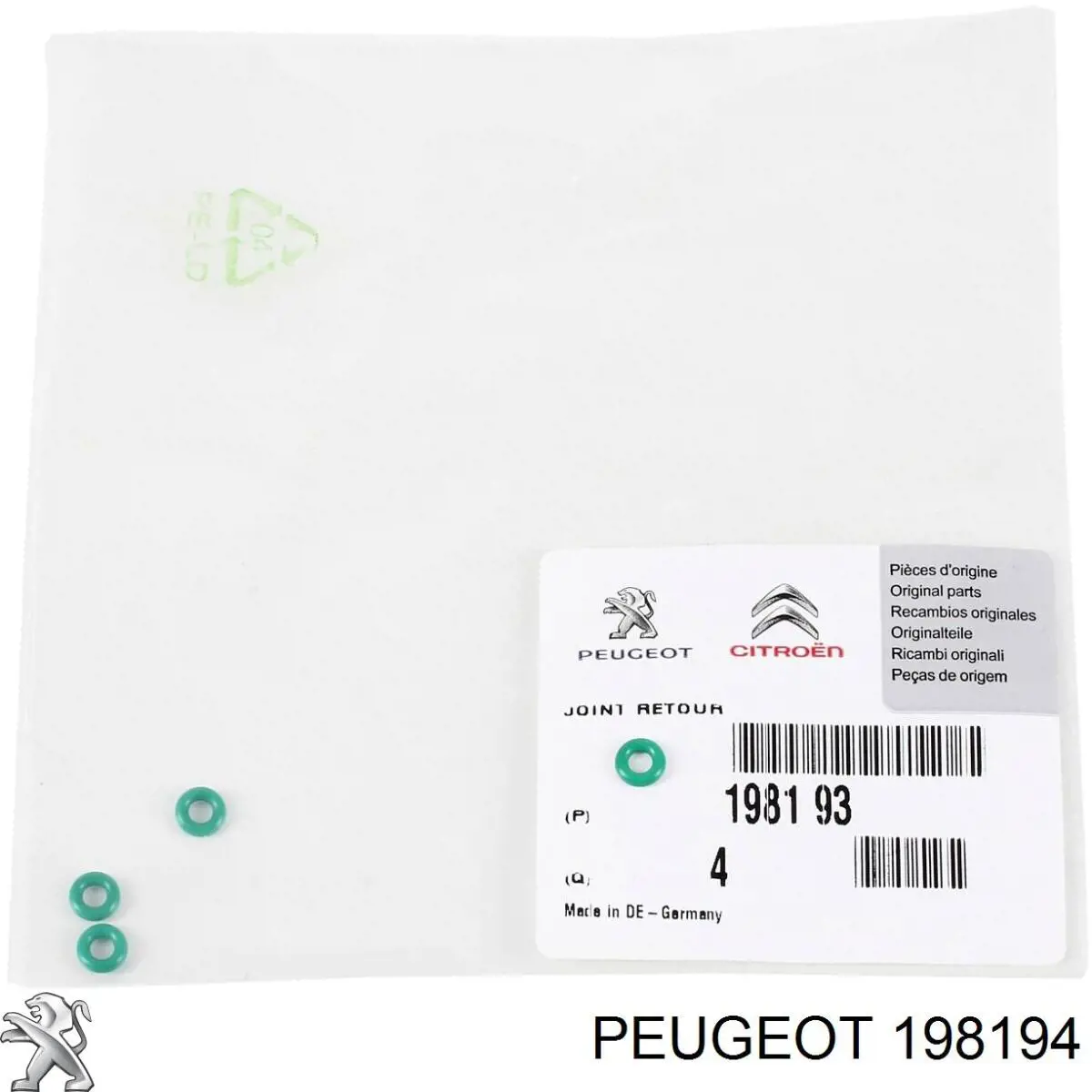 Comprar 198194 Peugeot/Citroen Junta de inyectores