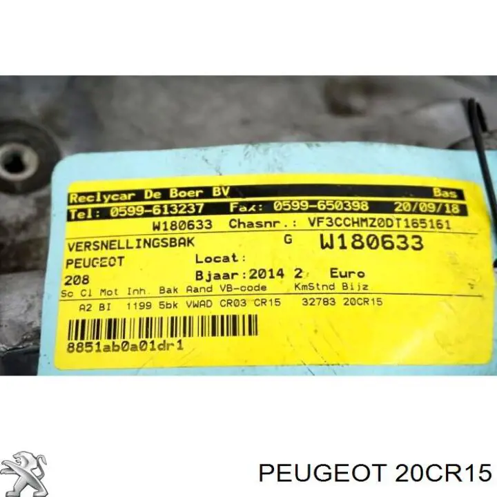20CR15 Peugeot/Citroen caja de cambios mecánica, completa