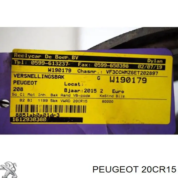 Transimisión manual para Peugeot 208  CA, CC