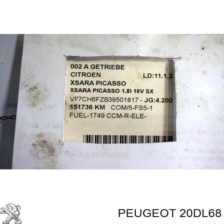 20DL68 Peugeot/Citroen Transimisión manual