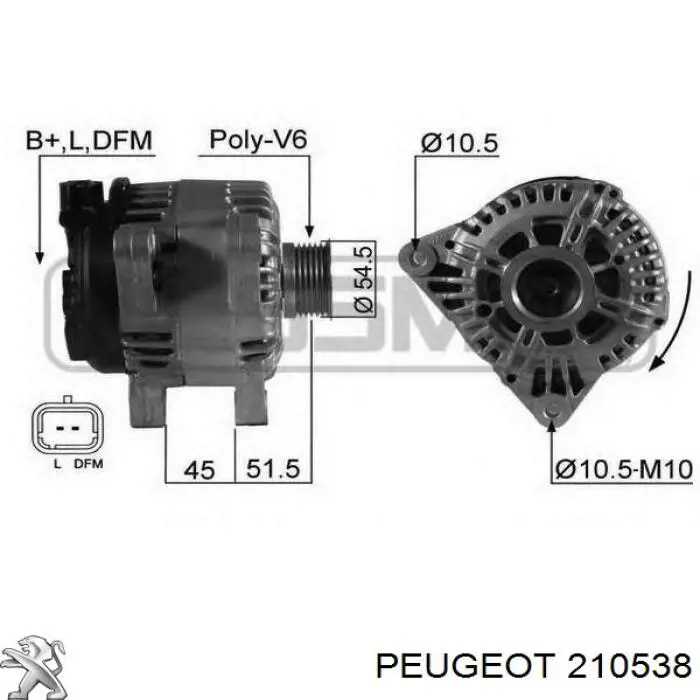 Guía del eje primario de la caja de cambios Peugeot/Citroen 210538
