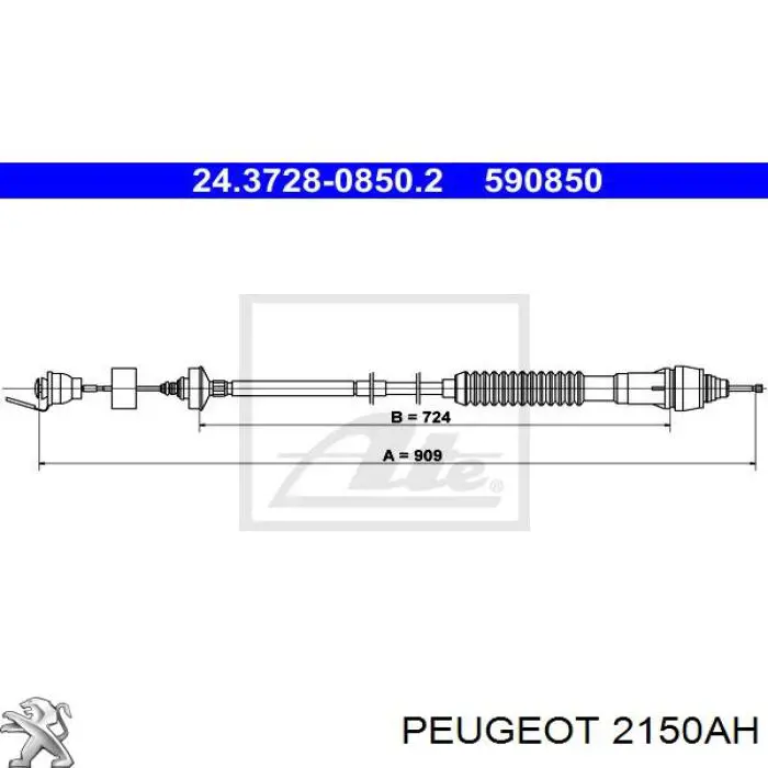 2150AH Peugeot/Citroen cable de embrague