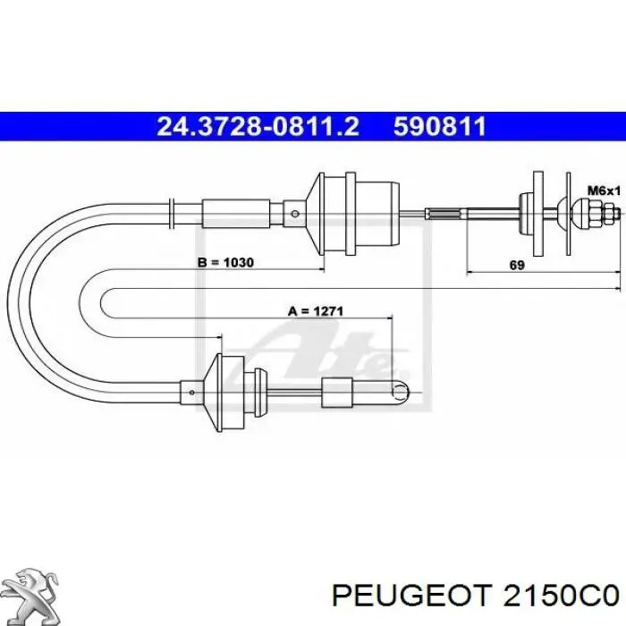 2150C0 Peugeot/Citroen cable de embrague
