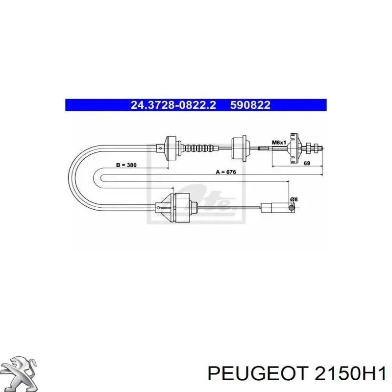 2150H1 Peugeot/Citroen Cable de accionamiento del embrague