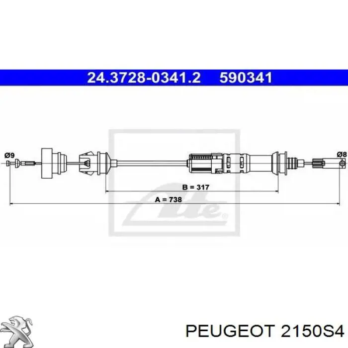 2150S4 Peugeot/Citroen cable de embrague