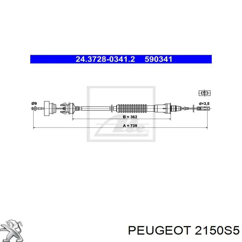 2150S5 Peugeot/Citroen cable de embrague