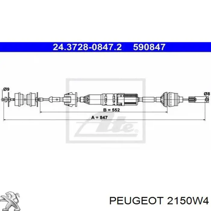 2150N2 Peugeot/Citroen cable de embrague