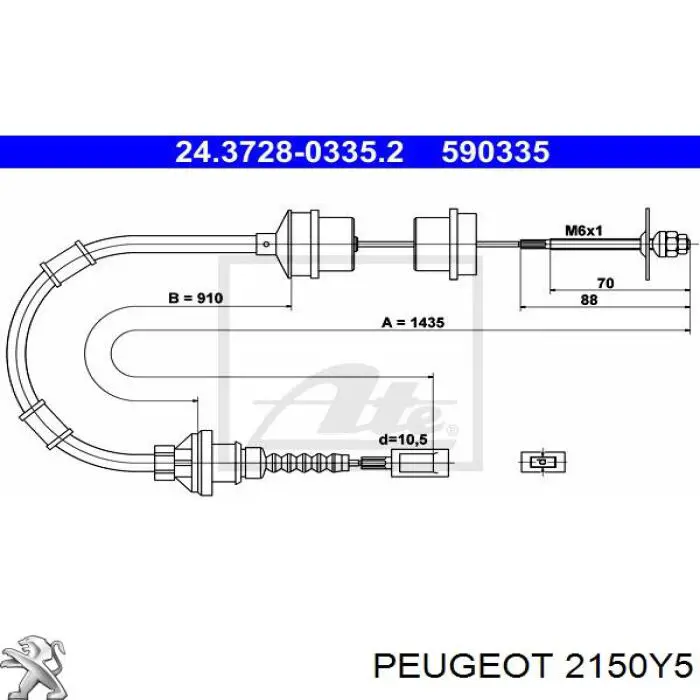 2150Y5 Peugeot/Citroen cable de embrague