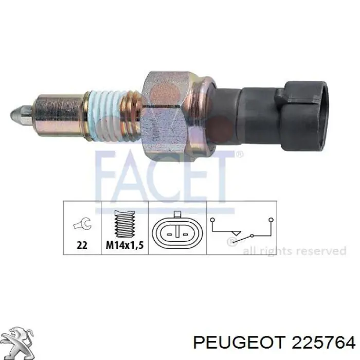 Comprar 225764 Peugeot/Citroen Interruptor de luz de marcha atrás
