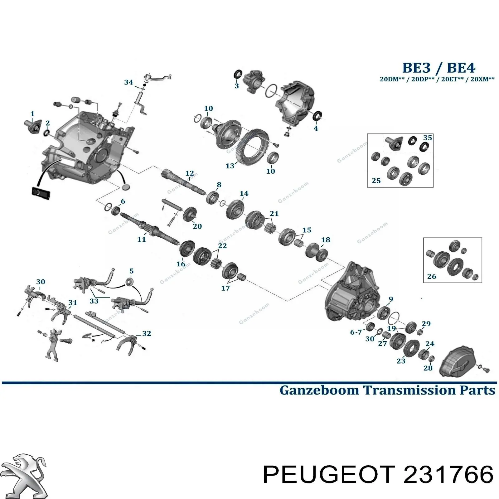 231766 Peugeot/Citroen cojinete del eje de salida de la caja de engranaje