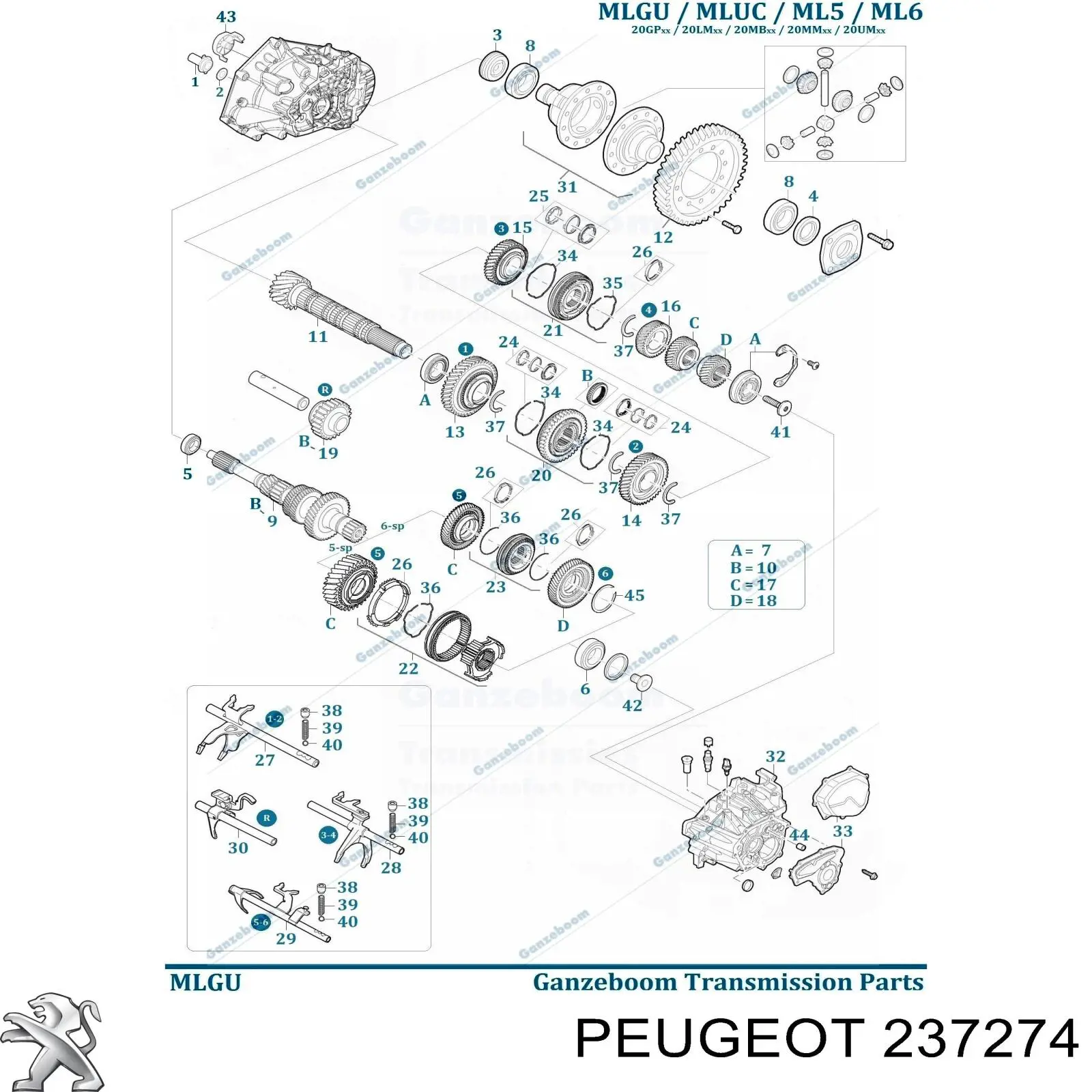 237274 Peugeot/Citroen cojinete, caja de cambios