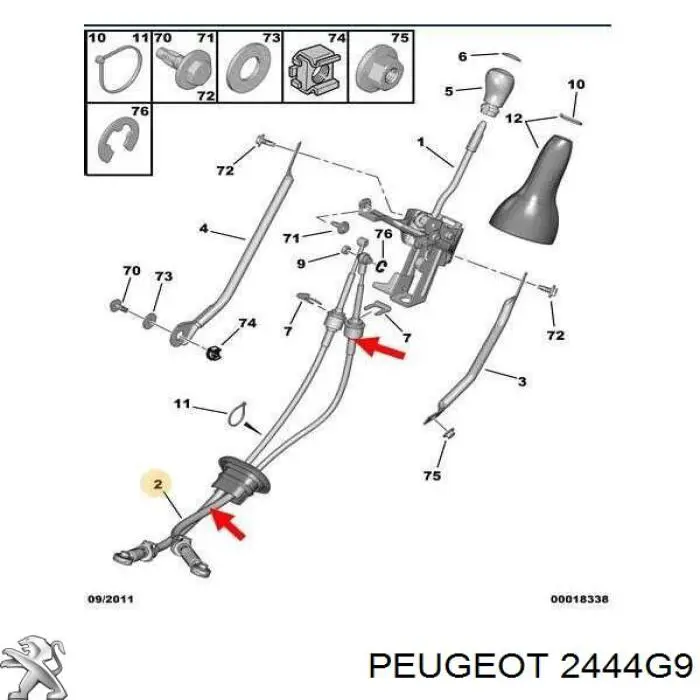 Comprar 2444G9 Peugeot/Citroen Cables De Accionamiento, Caja De Cambios