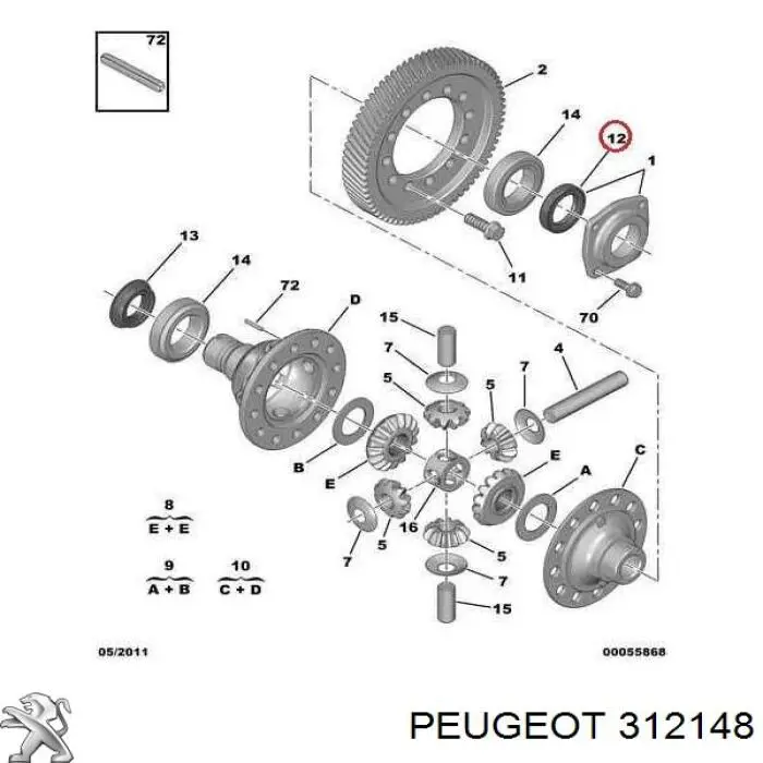 Retén del semieje delantero izquierdo Peugeot/Citroen 312148 precio, desde 28,91 EUR