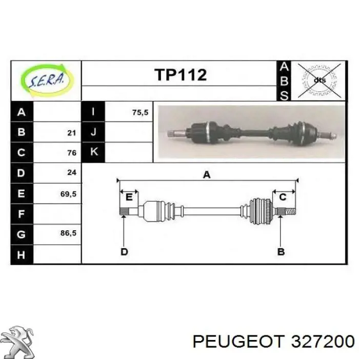 Árbol de transmisión delantero izquierdo para Peugeot 205 (741A, C)
