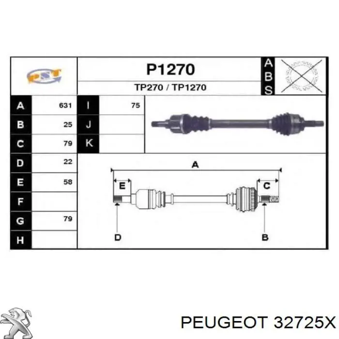 Comprar 32725X Peugeot/Citroen Semieje delantero izquierdo