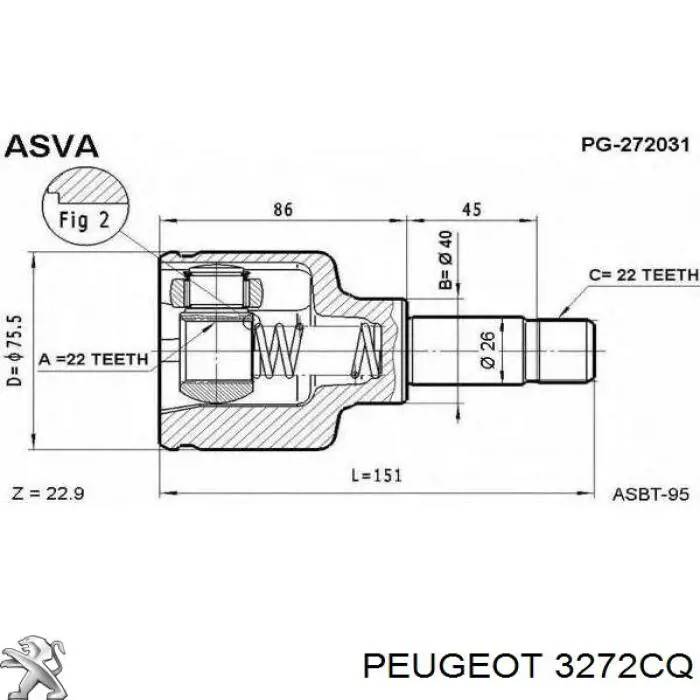 Semieje delantero izquierdo Peugeot/Citroen 3272CQ precio, desde 62,44 EUR