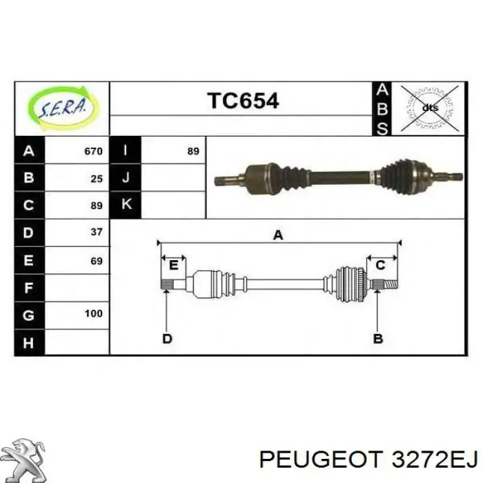 Junta homocinética exterior delantera Peugeot/Citroen 3272EJ precio, desde 44,63 EUR