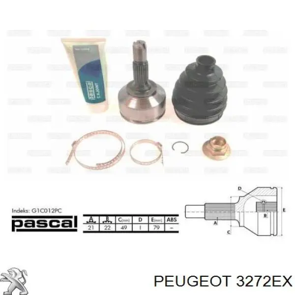 3272EX Peugeot/Citroen árbol de transmisión delantero izquierdo