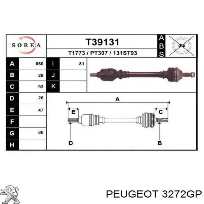 3272GP Peugeot/Citroen Semieje delantero izquierdo