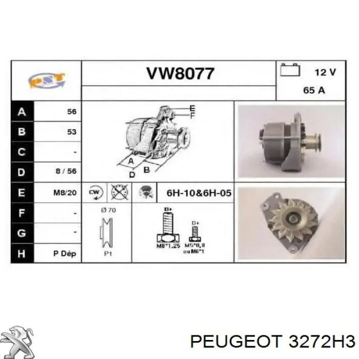 00003272H3 Peugeot/Citroen árbol de transmisión delantero izquierdo