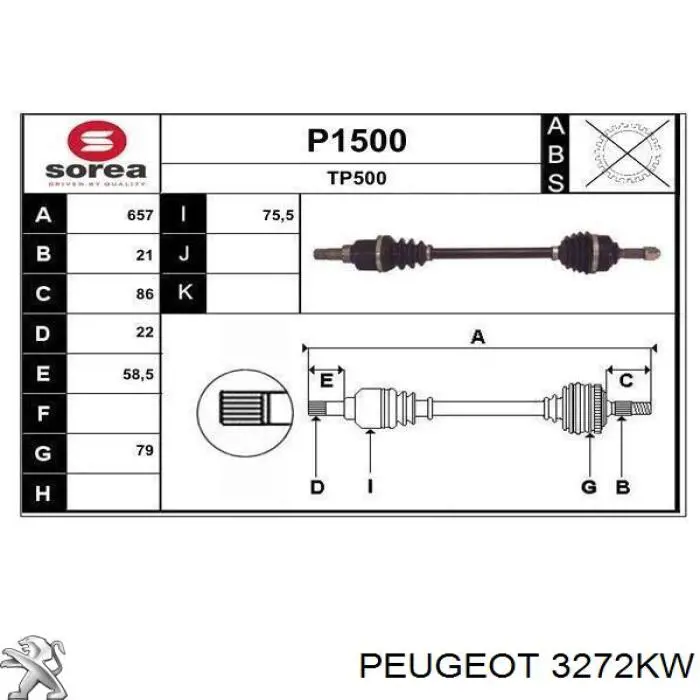 3272KW Peugeot/Citroen Semieje delantero izquierdo