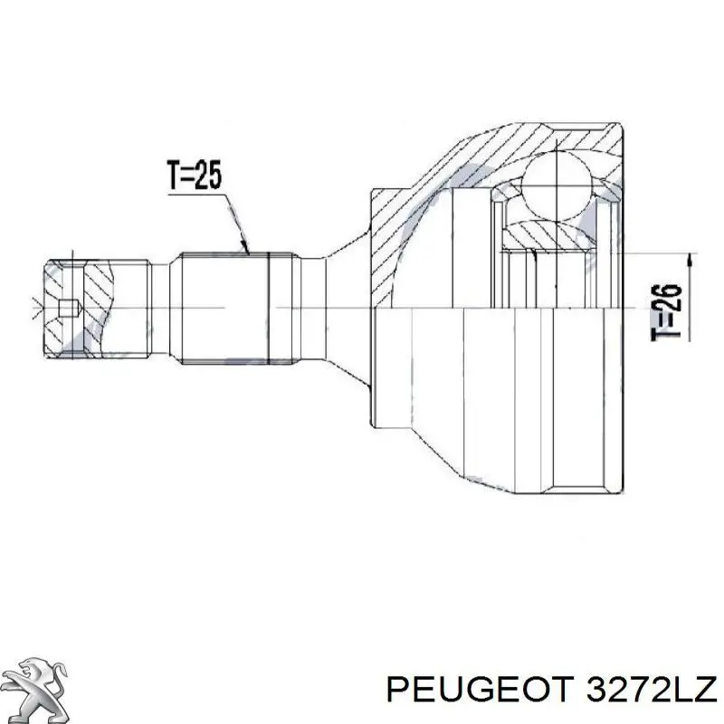 3272LZ Peugeot/Citroen árbol de transmisión delantero izquierdo