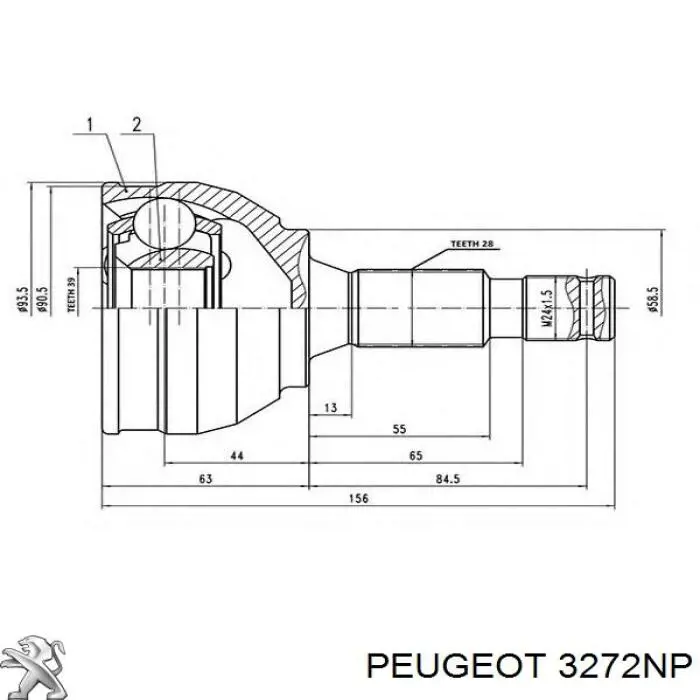 Semieje delantero izquierdo Peugeot/Citroen 3272NP precio, desde 76,35 EUR