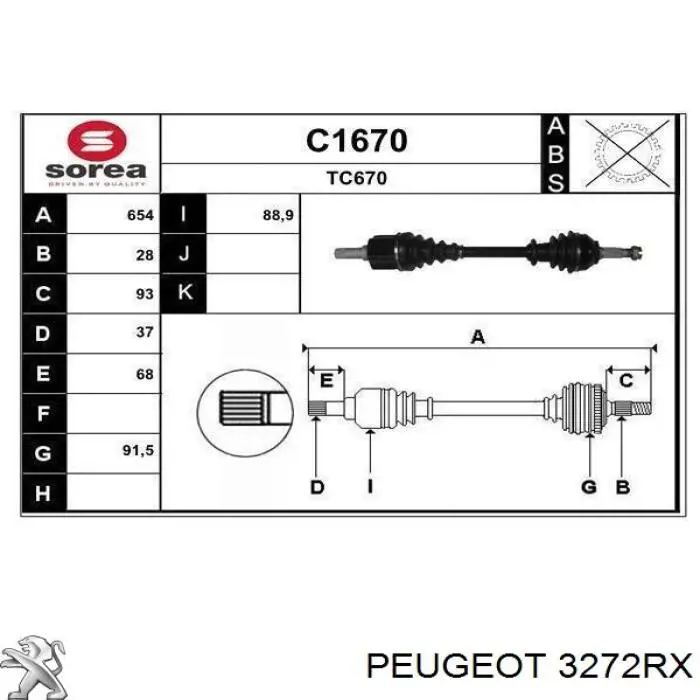 Comprar 3272RX Peugeot/Citroen Semieje delantero izquierdo