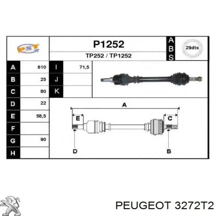 Comprar 3272T2 Peugeot/Citroen Junta homocinetica