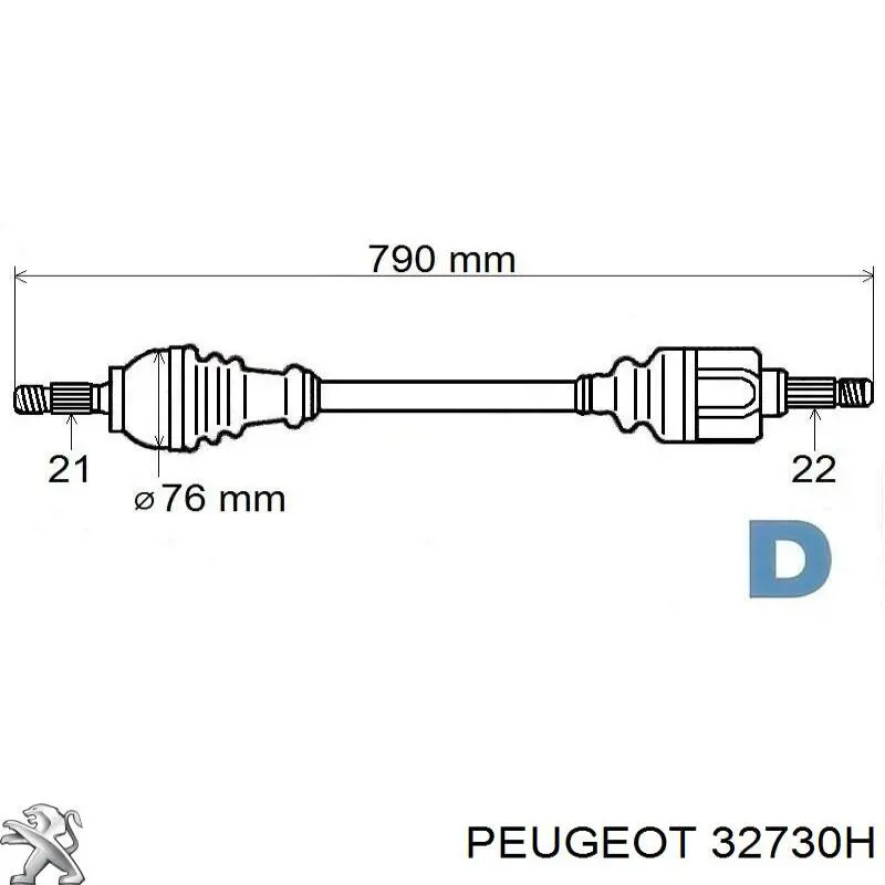 Árbol de transmisión delantero derecho PEUGEOT 32730H