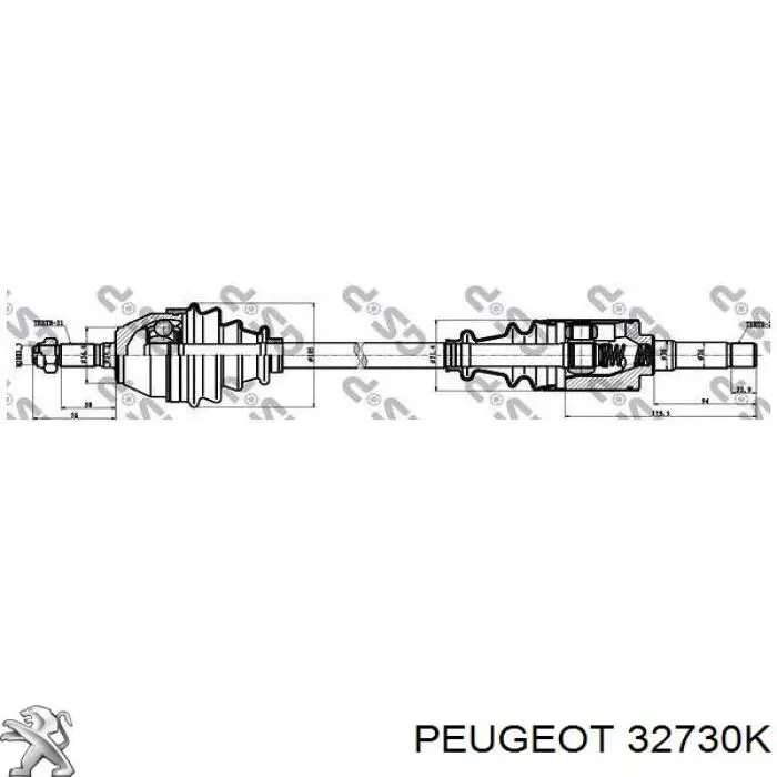 32730K Peugeot/Citroen árbol de transmisión delantero derecho