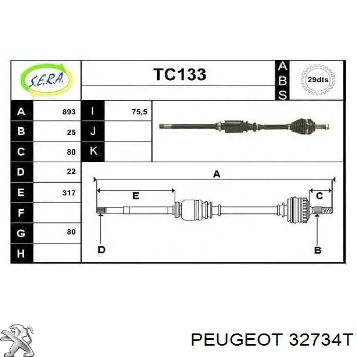 Comprar 32734T Peugeot/Citroen Semieje delantero derecho