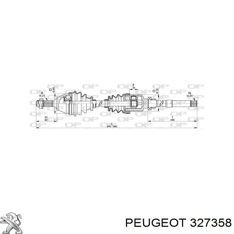 327358 Peugeot/Citroen árbol de transmisión delantero derecho