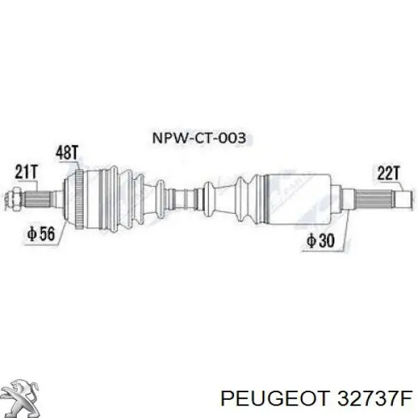 Semieje delantero derecho Peugeot/Citroen 32737F precio, desde 60,98 EUR