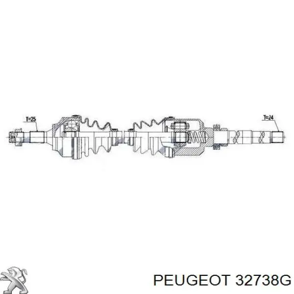 000032738H Peugeot/Citroen árbol de transmisión delantero derecho
