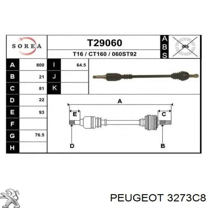 3273C8 Peugeot/Citroen