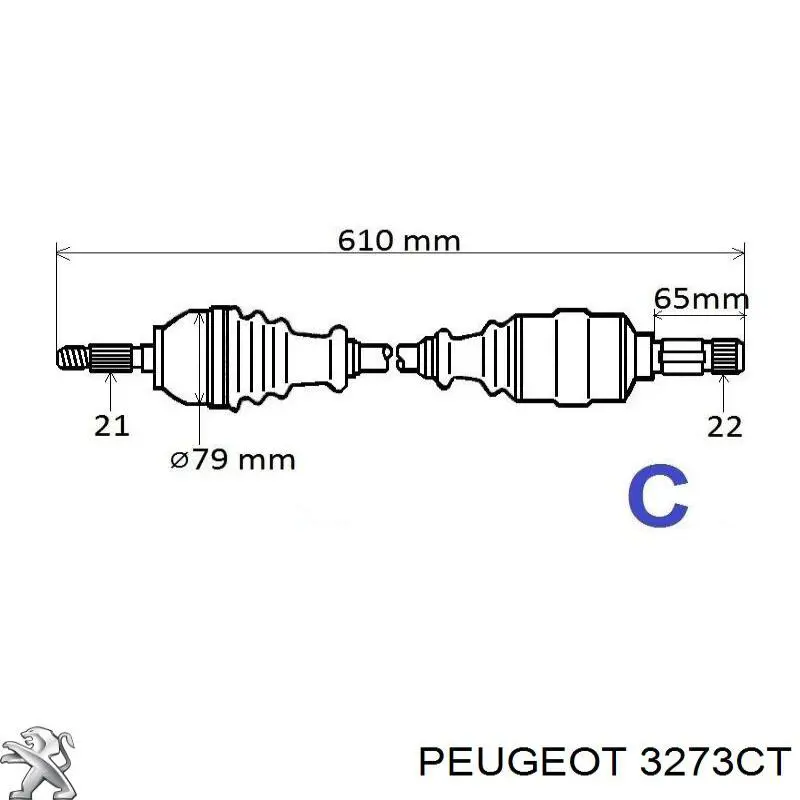 Árbol de transmisión delantero derecho Peugeot 206 2A/C