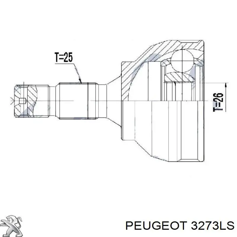 Semieje delantero derecho 00003273LS Peugeot/Citroen