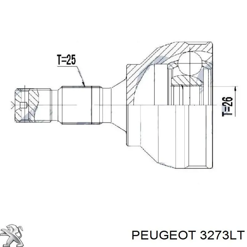 3273LT Peugeot/Citroen árbol de transmisión delantero derecho